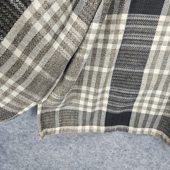 Flannel Plaid Shirt Jacket Womens L XL Black Tan Zip Shacket Cabin 90s KRAZY KAT - Picture 9 of 11